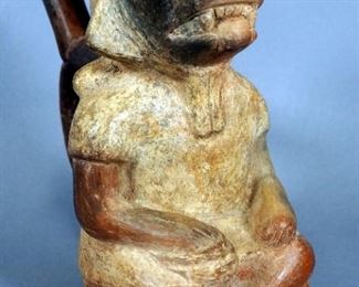 Pre-Columbian Stirrup Vessel, Chimu Culture (c. 750-1000 AD), Glazed Thin-walled Pottery From Northwest Region Of Peru