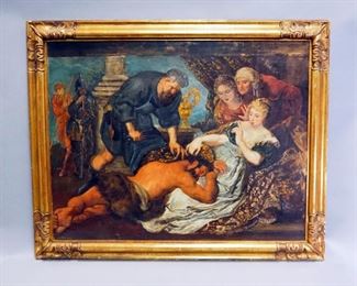Samson And Delilah Oil On Canvas, Late 18th/Early 19th Century Copy Of Anthony Van Dyck's Original, Framed, 41.5" Wide x 33" High