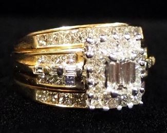 18K Gold Diamond Ring, With Jewel Report, Size 6-1/4, Approx 10.93 g Total Weight Including Stones
