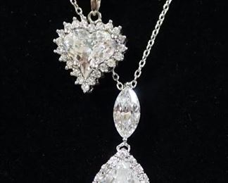 Stauer Sterling Silver Necklaces With Sterling Silver Pendants And Clear Stones, 18" And 19" Long