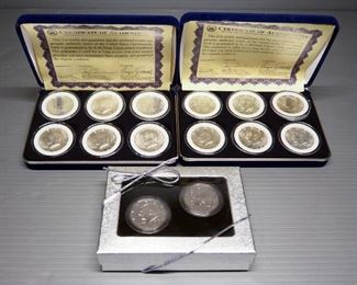 Kennedy Half Dollars, Includes 2 Sets Of 1964-1969 In Display Boxes With COAs, And 1999-2000 Boxed Set, Total Coin Qty 14