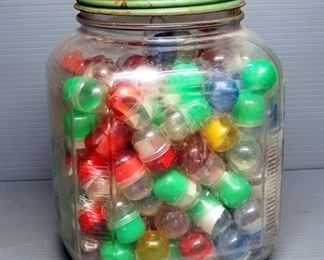 Vending Machine Capsules, Uncounted, In Vintage Glass Jar