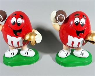 1995 M&M Red Football Player Candy Dispensers, Qty 2