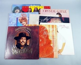 Country Vinyl LPs, Includes Dolly Parton, Waylon Jennings, Oak Ridge Boys, Alabama, Tammy Wynette, Crystal Gayle, And More, Total Qty 9