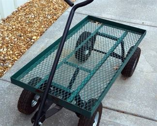 Garden Wagon With Handle And Mesh Base, 14" H x 38" L x 19.5" W