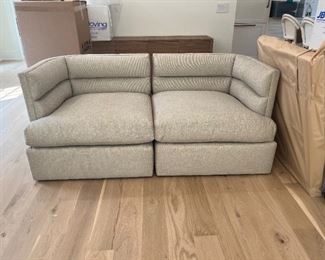 Lot #13 in the Town & Sea Fall Multi-Seller Sale is a Reena Modular Sectional by Robin Bruce and is 2 Pieces The condition of these  is Good condition, see photos.  The auction closes 11/30 at 8pm. Place your bids today! https://townandsea.com/sales/fall-multi-seller-sale/