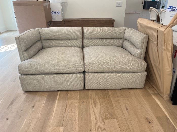 Lot #13 in the Town & Sea Fall Multi-Seller Sale is a Reena Modular Sectional by Robin Bruce and is 2 Pieces The condition of these  is Good condition, see photos.  The auction closes 11/30 at 8pm. Place your bids today! https://townandsea.com/sales/fall-multi-seller-sale/