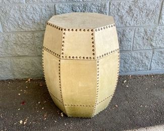Lot #5 in the Town & Sea Fall Multi-Seller Sale is a Global Views Green Storage Drum Stool and is 18"w x 18"d x 25"h The condition of these  is Has a removable top for storage. Noticeable wear to exterior, see photos. The auction closes 11/30 at 8pm. Place your bids today! https://townandsea.com/sales/fall-multi-seller-sale/