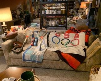 Brown’s blanket, Olympic towel, Vtg. Baby quilt just start the linens to choose!