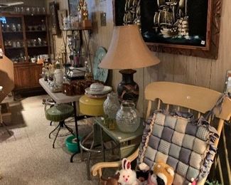 Velvet ships, retro stools, so much vintage, oh my!
