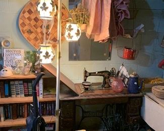 Sew on your Singer treadle by the fab light of the MCM lamp!