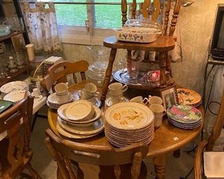 Dinette set, Corning ware, china