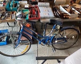 Beautiful blue bike and basket 