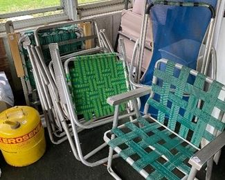Multiple aluminum lawn chairs