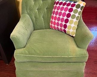 (2) lime green upholstered armchairs......