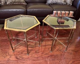 (3) brass/glass side table.....