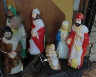 1950's/ 1960's Manger & Baby Jesus Blow Mold Lighted Figures