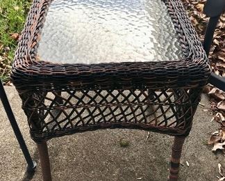 Glass Top Wicker Patio Table 