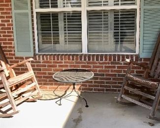 Wooden Rockers and Patio Table 