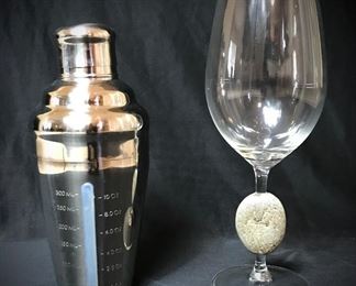 Cocktail Shaker and Unique Stemware 