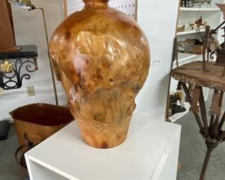 Carved Wooden Vase with raw edges