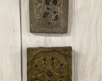 Beautiful Religious Icons covered in embossed silver