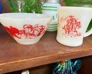Fire King Davy Crockett Bowl and Mug