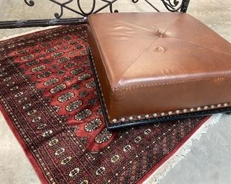 Large Leather Ottoman, Wool Rug
