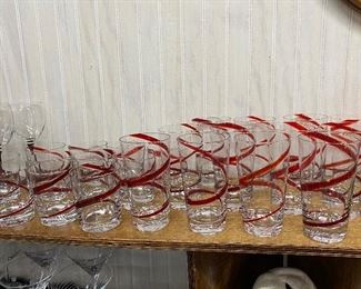 Spiral Line Red Flat Tumblers