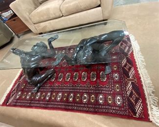 Black Bronze Kneeling Sculptures Coffee Table!