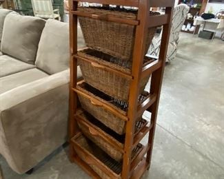 5 drawer Stacked Wood and Wicker Organizer