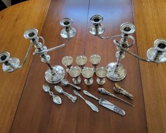 Sterling Candelabra (pair, adjustable in height), glasses and more