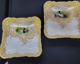 Fully, detailed handpainting of fowl, 'After Alexander Pope' on the back of each