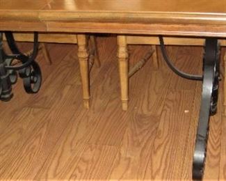 WOOD AND METAL BASE DINING TABLE