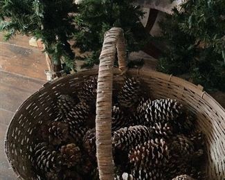 Old basket of pine cones 