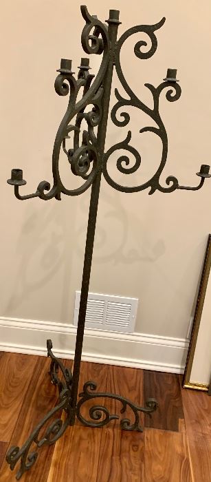 Antique Black 60”h x 24”w Wrought Iron Candleabra $115