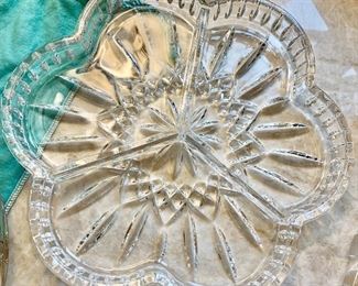Waterford Crystal Ireland Lismore Divided Serving Tray. 9.5"  $65