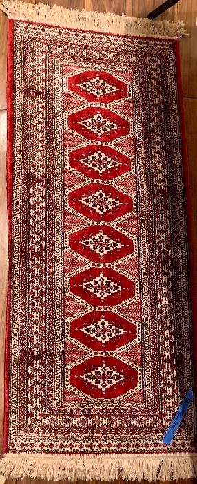 Moroccon Hand knotted silk 
50”long x 24w Area Rug  $45