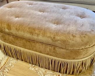 Oval Velvet Upholstered Ottoman 
48w x 25d x 20”h $115