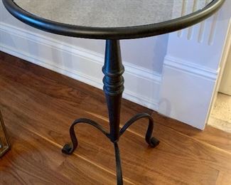 19rnd x 28.5h mirrored top wrought iron base accent table $85