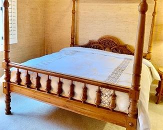 76”w Solid Teak Carved Canopy 
Bed Frame Imported from Bali. 
Bed includes custom Mattress Set
$1895