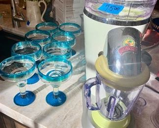 Margaritaville blender & 8 margarita glasses &75