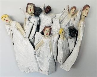 7______$450 
Gary.F White (NC) Folk art wood carved Angels  27x22