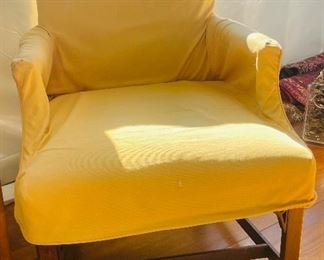 18______$95 
American chair 38"T back x 27"W with yellow slipcover 