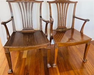 37______$450 
Pair of Early Provencial Chippendale Two chairs with wooden  seats  21W x 38T