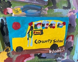 45______$350 
Folk art (Woodie Long 1942-2009, FL Artist) signed Woodie
Country School  24x25 