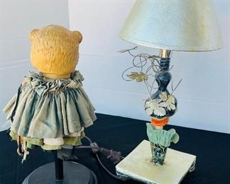 58______$50 
Funky lot of two 15T lamp pottery & bear porcelain  