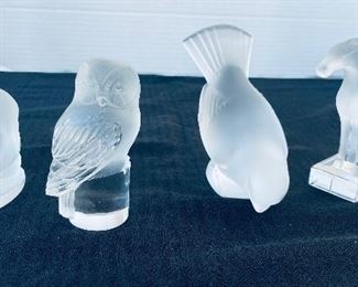 77______$120 
Lalique frosted bird 5"Lx4 + child 3 1/5"x3 + Horse
4"Hx 2.50L + owl 3.5H
