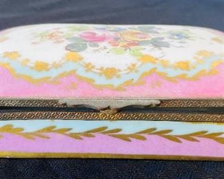  80______$100 
Lot of 3 boxes Pink Sevres 7 1/2x4 + French signed porcelain +  White/gold Germany 