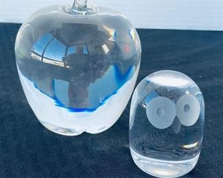 79______$100 
Steuben glass apple & little modern owl 
